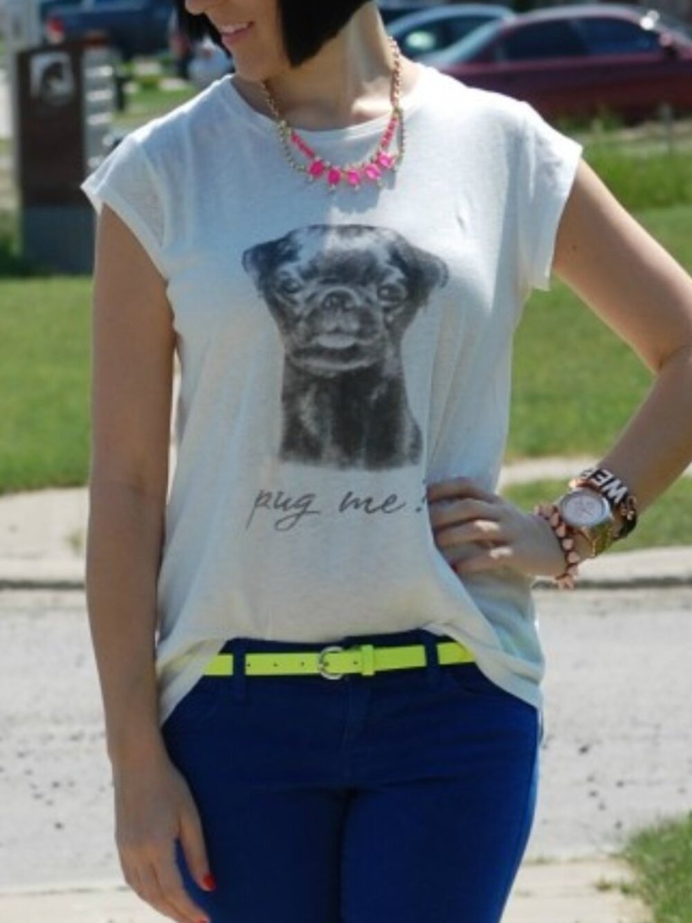 Smart Set Pug Me Cotton and Linen Tee